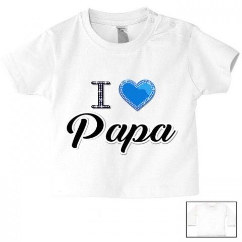 Tee-shirt de bébé je suis beau et costaud comme papa bleu vert