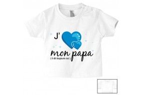 Tee-shirt de bébé je suis beau et costaud comme papa bleu vert