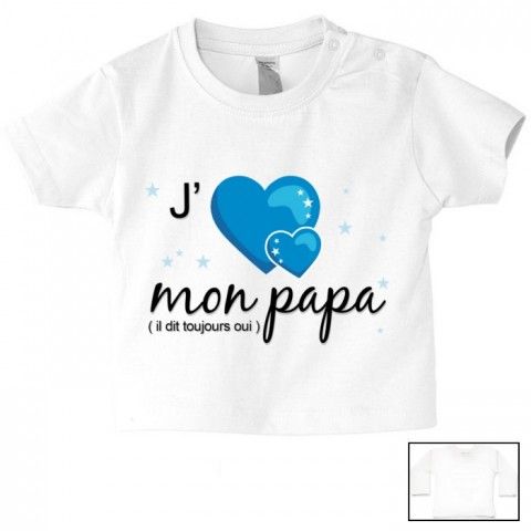 Tee-shirt de bébé je suis beau et costaud comme papa bleu vert