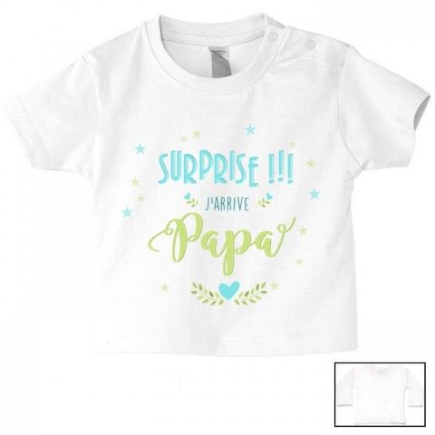 Tee-shirt de bébé je suis beau et costaud comme papa bleu vert