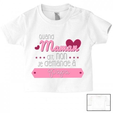 Tee-shirt de bébé à la maison c’est papa qui commande quand maman n’est pas là