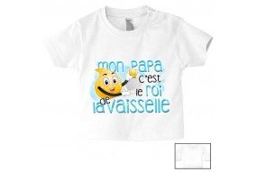 Tee-shirt de bébé je suis beau et costaud comme papa bleu vert