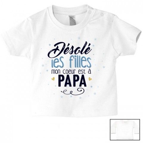 Tee-shirt de bébé je suis beau et costaud comme papa bleu vert