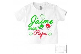 Tee-shirt de bébé je suis beau et costaud comme papa bleu vert