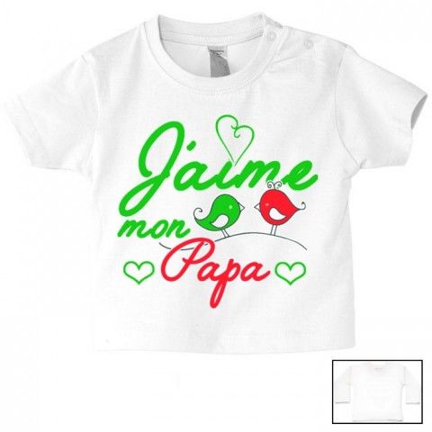 Tee-shirt de bébé je suis beau et costaud comme papa bleu vert