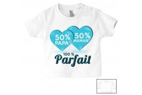 Tee-shirt de bébé je suis beau et costaud comme papa bleu vert