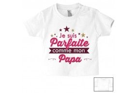 Tee-shirt de bébé je suis beau et costaud comme papa bleu vert