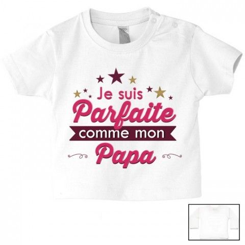 Tee-shirt de bébé je suis beau et costaud comme papa bleu vert