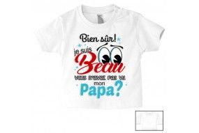 Tee-shirt de bébé je suis beau et costaud comme papa bleu vert