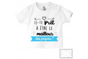 Tee-shirt de bébé je suis beau et costaud comme papa bleu vert