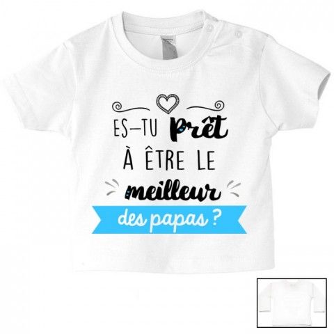 Tee-shirt de bébé je suis beau et costaud comme papa bleu vert