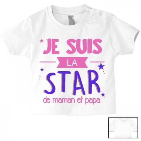 Tee-shirt de bébé je suis beau et costaud comme papa bleu vert