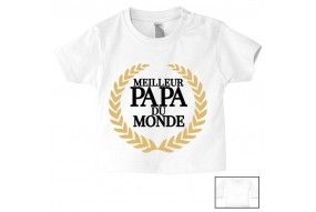 Tee-shirt de bébé je suis beau et costaud comme papa bleu vert