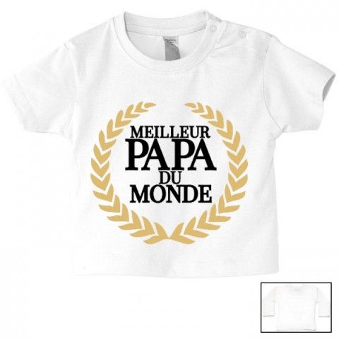 Tee-shirt de bébé je suis beau et costaud comme papa bleu vert