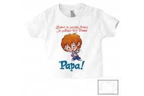 Tee-shirt de bébé je suis beau et costaud comme papa bleu vert