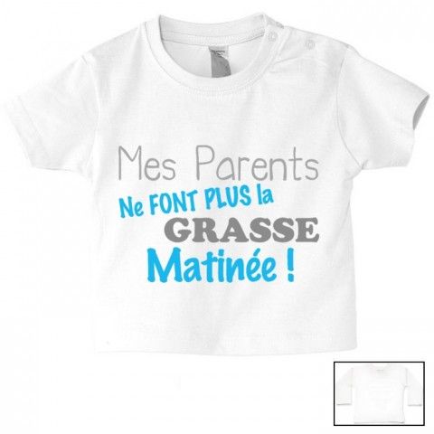 Tee-shirt de bébé je suis beau et costaud comme papa bleu vert