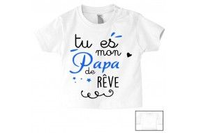 Tee-shirt de bébé je suis beau et costaud comme papa bleu vert