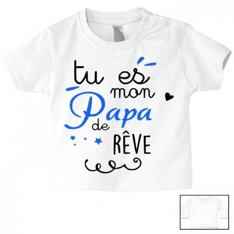 Tee-shirt de bébé je suis beau et costaud comme papa bleu vert