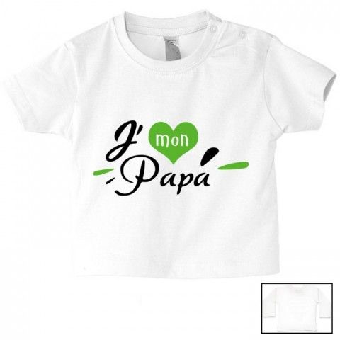 Tee-shirt de bébé je suis beau et costaud comme papa bleu vert