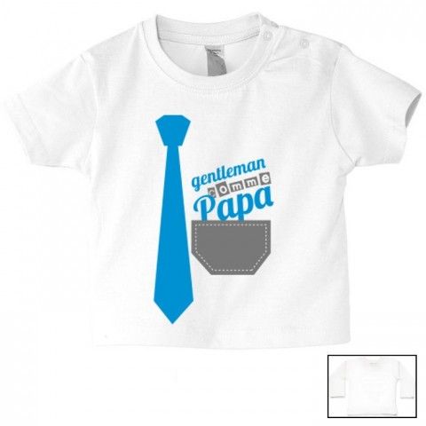 Tee-shirt de bébé je suis beau et costaud comme papa bleu vert