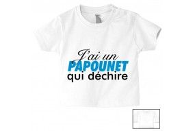 Tee-shirt de bébé je suis beau et costaud comme papa bleu vert