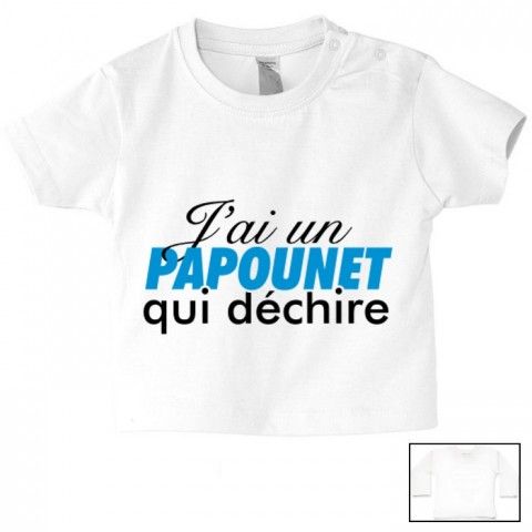 Tee-shirt de bébé je suis beau et costaud comme papa bleu vert