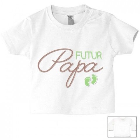 Tee-shirt de bébé je suis beau et costaud comme papa bleu vert