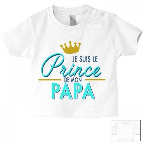 Tee-shirt de bébé je suis beau et costaud comme papa bleu vert