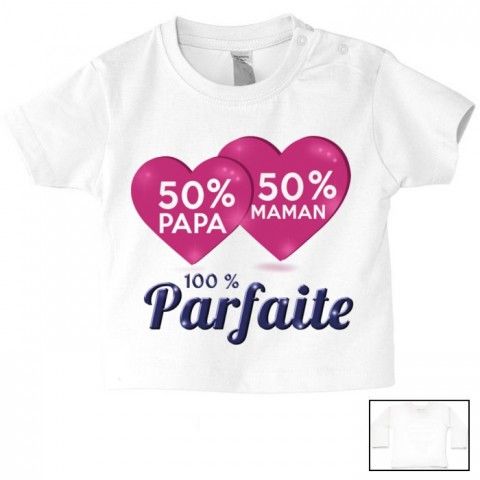 Tee-shirt de bébé je suis beau et costaud comme papa bleu vert