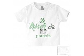 Tee-shirt de bébé je suis beau et costaud comme papa bleu vert