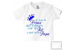 Tee-shirt de bébé je suis beau et costaud comme papa bleu vert