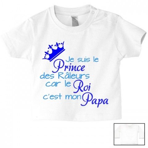 Tee-shirt de bébé je suis beau et costaud comme papa bleu vert