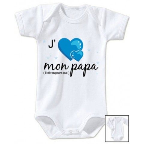 Body de bébé je suis beau et costaud comme papa bleu vert