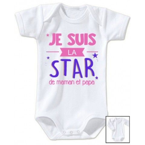 Body de bébé je suis beau et costaud comme papa bleu vert