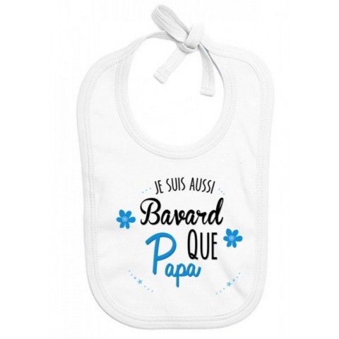 Bavoir de bébé je suis beau et costaud comme papa bleu vert