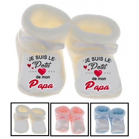 Chaussons de bébé je suis beau et costaud comme papa bleu vert