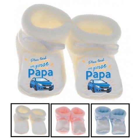 Chaussons de bébé je suis beau et costaud comme papa bleu vert