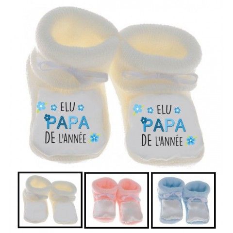 Chaussons de bébé je suis beau et costaud comme papa bleu vert