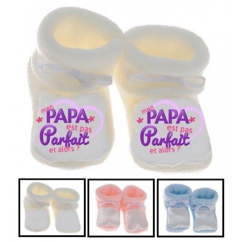 Chaussons de bébé je suis beau et costaud comme papa bleu vert