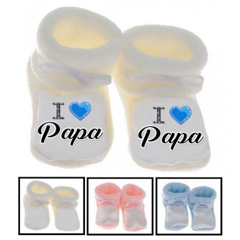 Chaussons de bébé je suis beau et costaud comme papa bleu vert