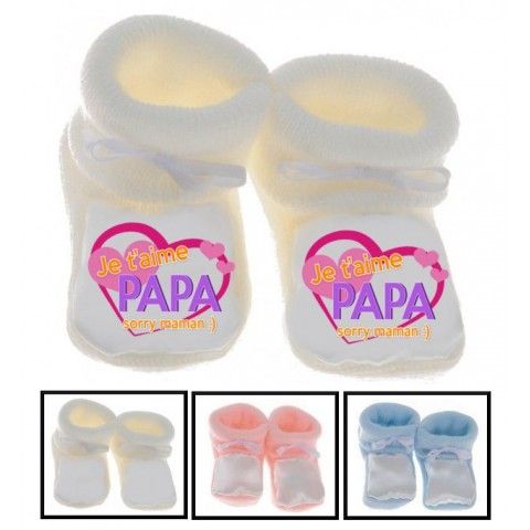 Chaussons de bébé je suis beau et costaud comme papa bleu vert