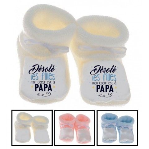 Chaussons de bébé je suis beau et costaud comme papa bleu vert