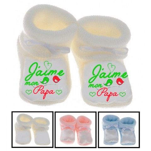 Chaussons de bébé je suis beau et costaud comme papa bleu vert