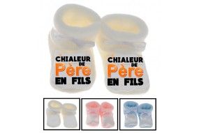 Chaussons de bébé je suis beau et costaud comme papa bleu vert