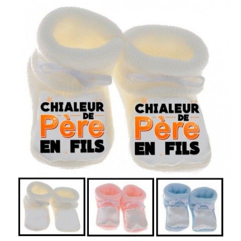 Chaussons de bébé je suis beau et costaud comme papa bleu vert