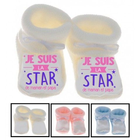 Chaussons de bébé je suis beau et costaud comme papa bleu vert