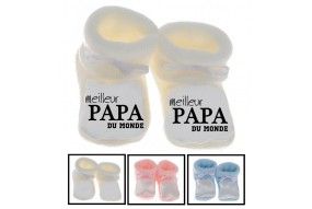 Chaussons de bébé je suis beau et costaud comme papa bleu vert