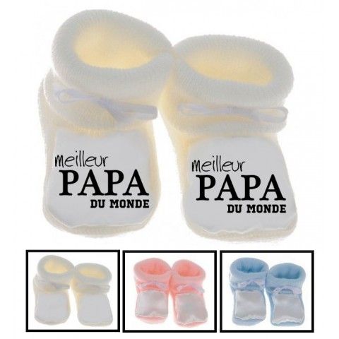 Chaussons de bébé je suis beau et costaud comme papa bleu vert