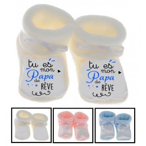 Chaussons de bébé je suis beau et costaud comme papa bleu vert