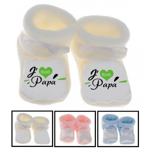 Chaussons de bébé je suis beau et costaud comme papa bleu vert